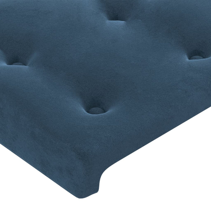 vidaXL sötétkék bársony fejtámla szárnyakkal 203x23x118/128 cm
