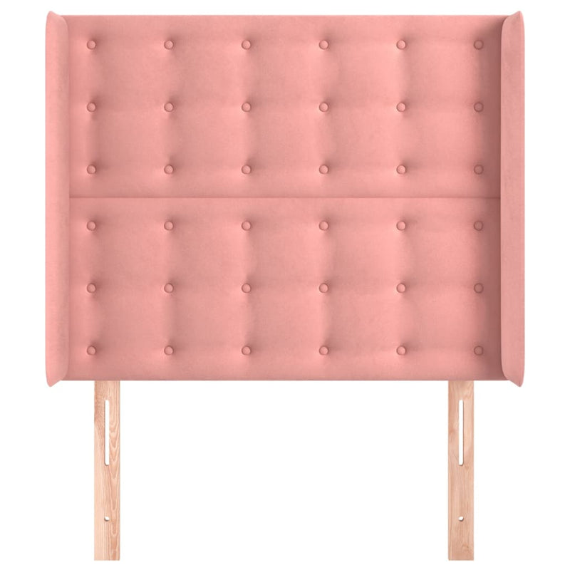 vidaXL rózsaszín bársony fejtámla szárnyakkal 93x23x118/128 cm