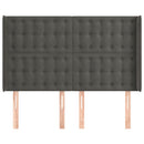 vidaXL sötétszürke bársony fejtámla szárnyakkal 147x16x118/128 cm
