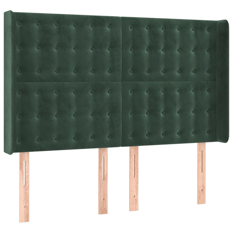 vidaXL zöld bársony fejtámla szárnyakkal 147x16x118/128 cm
