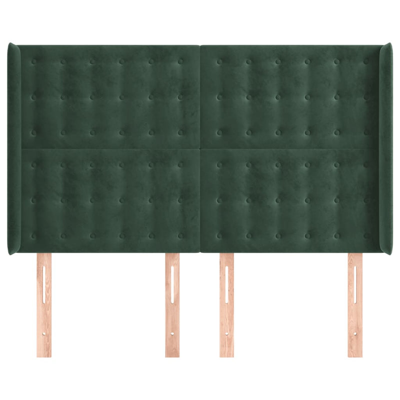 vidaXL zöld bársony fejtámla szárnyakkal 147x16x118/128 cm