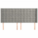 vidaXL világosszürke bársony fejtámla szárnyakkal 163x16x118/128 cm