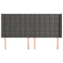 vidaXL sötétszürke bársony fejtámla szárnyakkal 163x16x118/128 cm