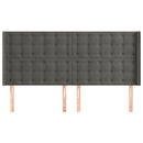 vidaXL sötétszürke bársony fejtámla szárnyakkal 183x16x118/128 cm