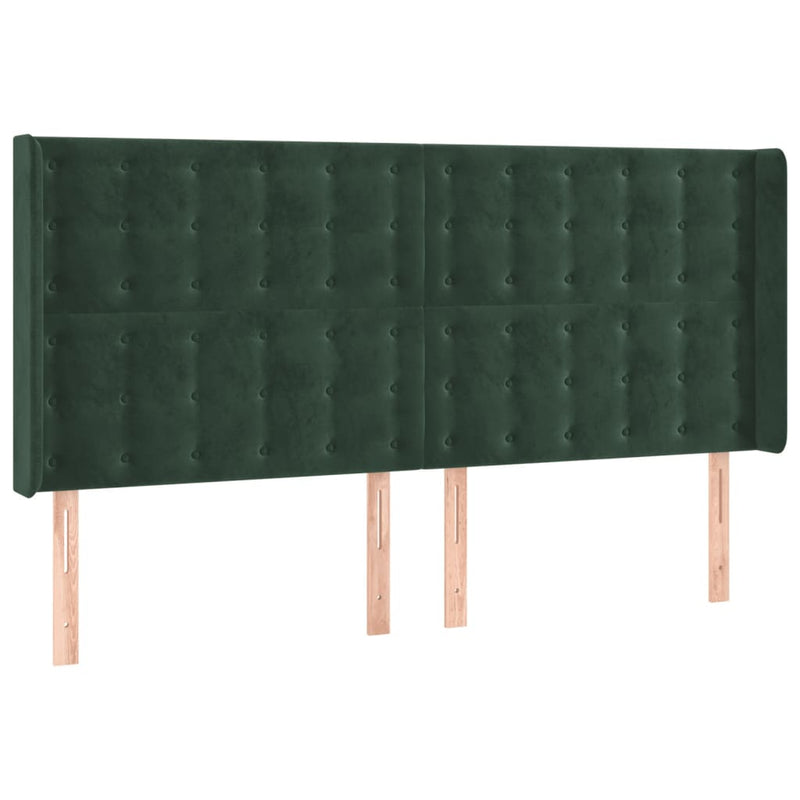 vidaXL zöld bársony fejtámla szárnyakkal 183x16x118/128 cm