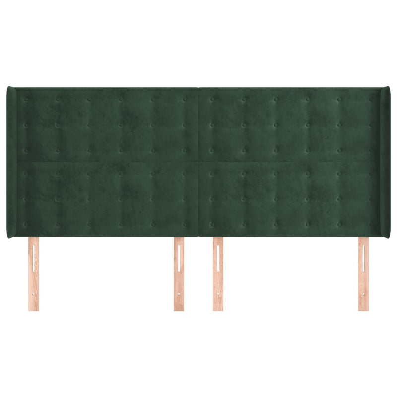 vidaXL zöld bársony fejtámla szárnyakkal 183x16x118/128 cm