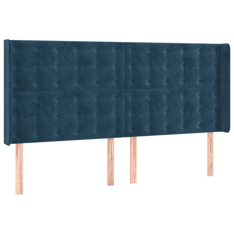 vidaXL kék bársony fejtámla szárnyakkal 183x16x118/128 cm