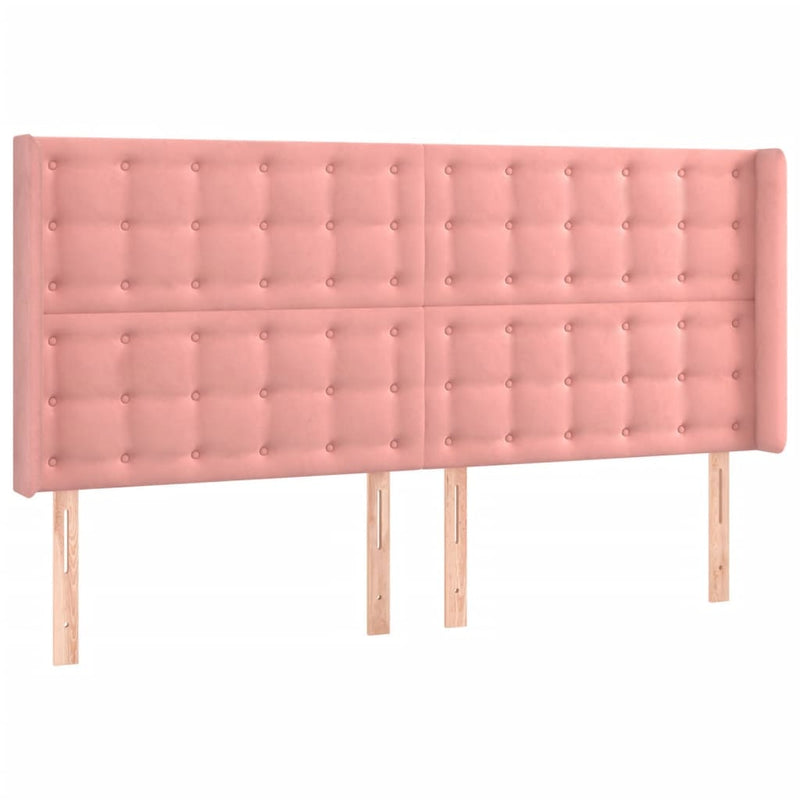 vidaXL rózsaszín bársony fejtámla szárnyakkal 183x16x118/128 cm