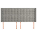 vidaXL világosszürke bársony fejtámla szárnyakkal 203x16x118/128 cm