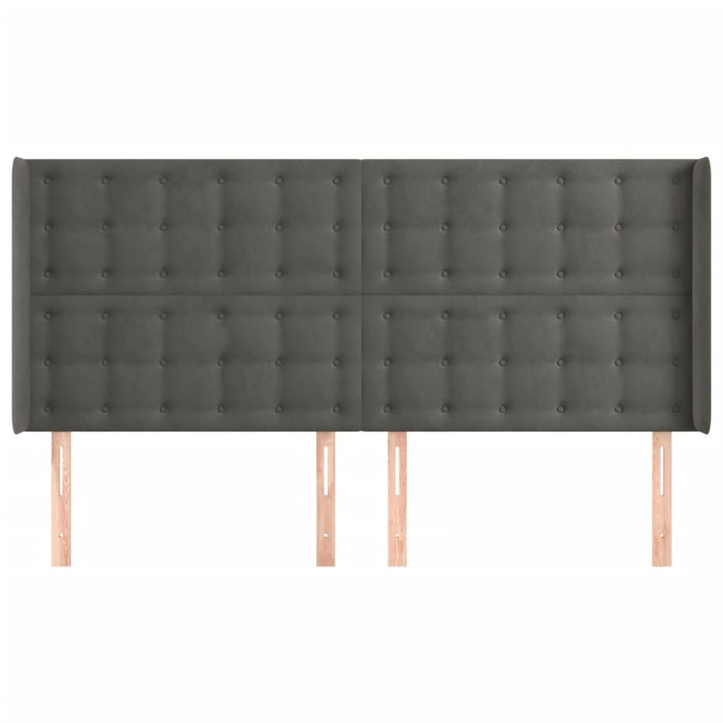 vidaXL sötétszürke bársony fejtámla szárnyakkal 203x16x118/128 cm