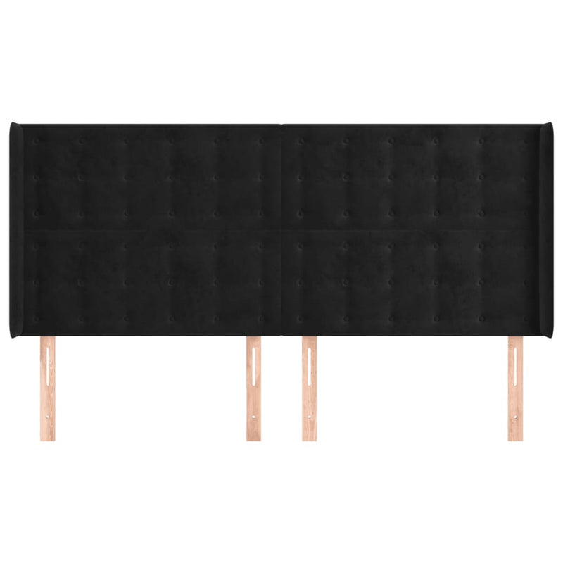 vidaXL fekete bársony fejtámla szárnyakkal 203x16x118/128 cm