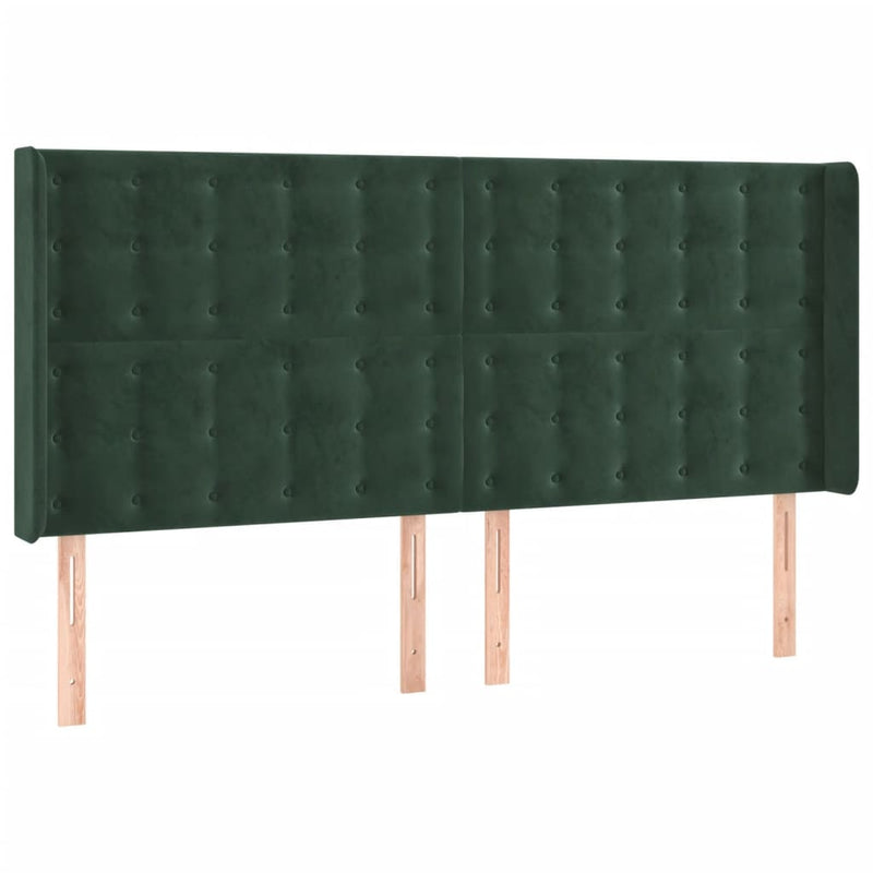 vidaXL zöld bársony fejtámla szárnyakkal 203x16x118/128 cm