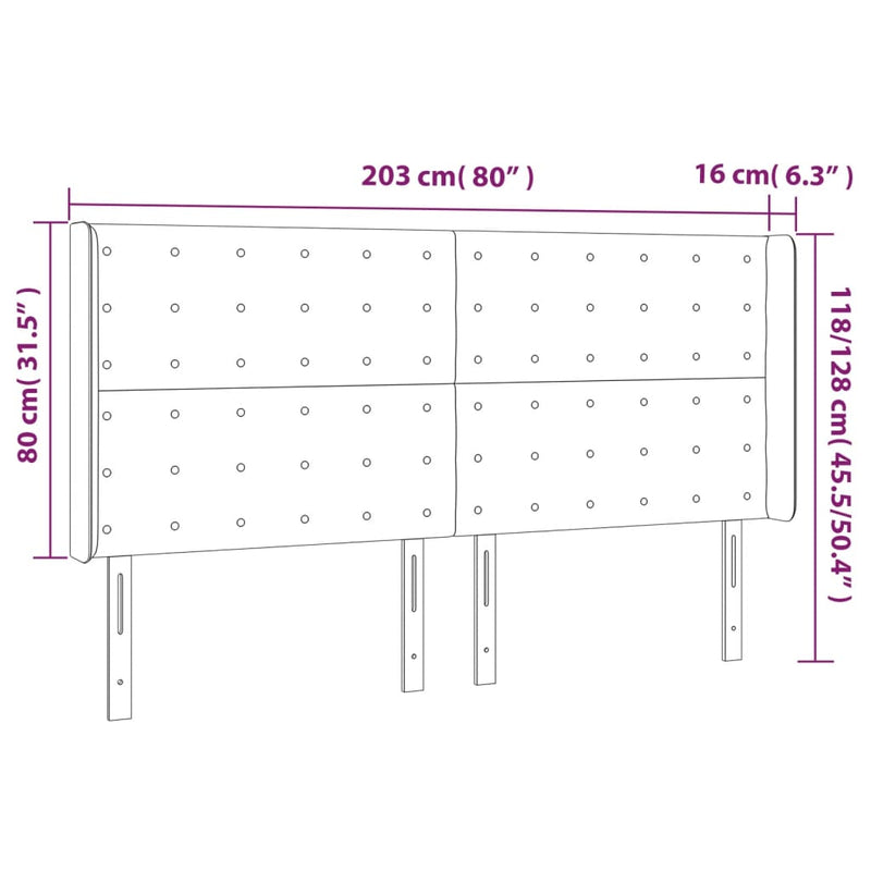 vidaXL zöld bársony fejtámla szárnyakkal 203x16x118/128 cm