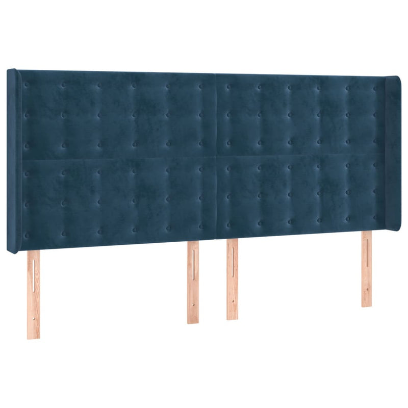 vidaXL kék bársony fejtámla szárnyakkal 203x16x118/128 cm