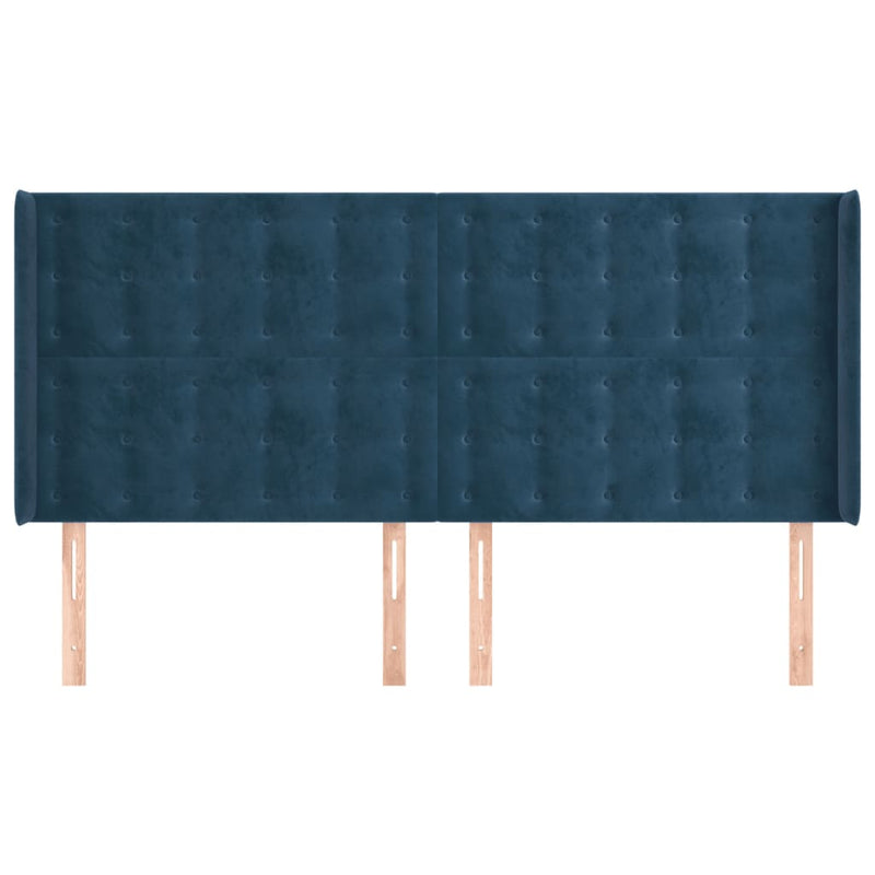 vidaXL kék bársony fejtámla szárnyakkal 203x16x118/128 cm