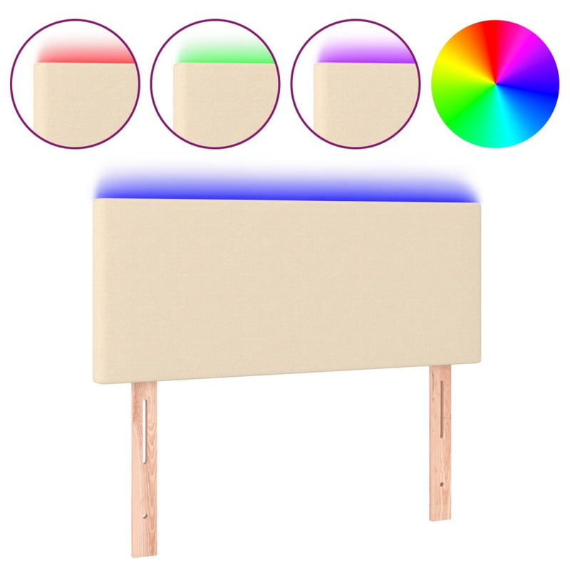 vidaXL krémszínű szövet LED-es fejtámla 100x5x78/88 cm