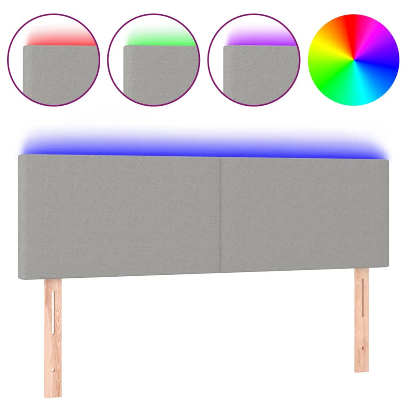 vidaXL világosszürke szövet LED-es fejtámla 144 x 5 x 78/88 cm