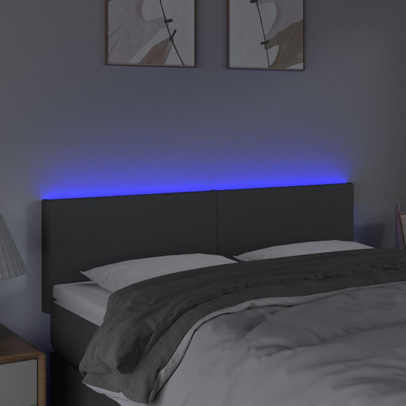 vidaXL sötétszürke szövet LED-es fejtámla 144x5x78/88 cm