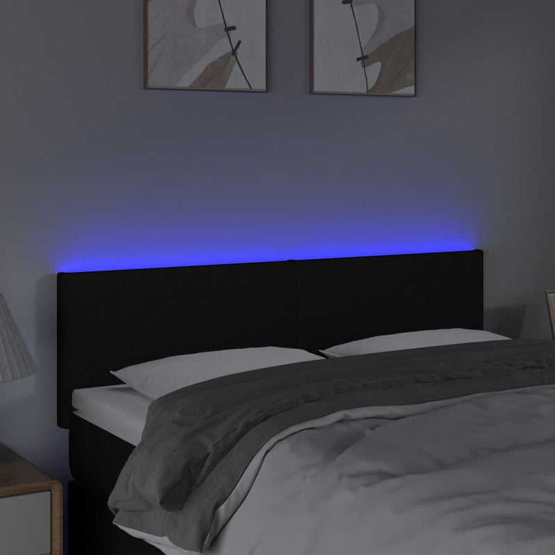vidaXL fekete szövet LED-es fejtámla 144x5x78/88 cm