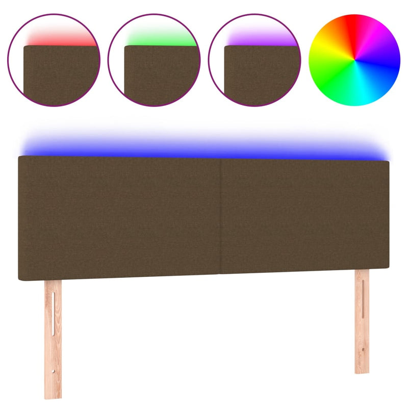 vidaXL sötétbarna szövet LED-es fejtámla 144x5x78/88 cm