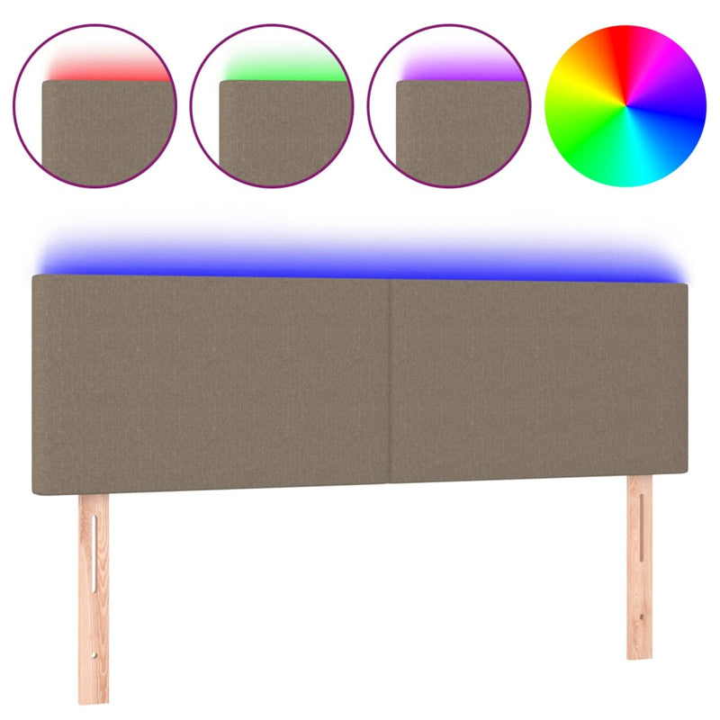 vidaXL tópszínű szövet LED-es fejtámla 144x5x78/88 cm