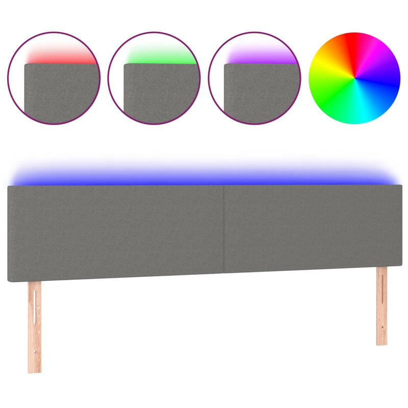 vidaXL sötétszürke szövet LED-es fejtámla 160x5x78/88 cm