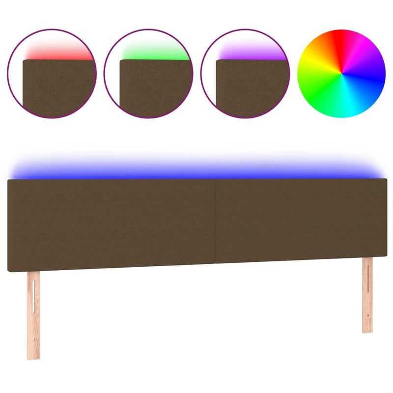 vidaXL sötétbarna szövet LED-es fejtámla 160x5x78/88 cm