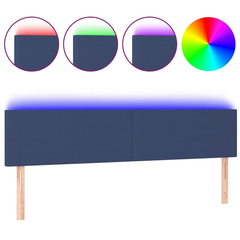 vidaXL kék szövet LED-es fejtámla 160x5x78/88 cm