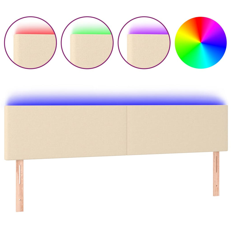 vidaXL krémszínű szövet LED-es fejtámla 180x5x78/88 cm