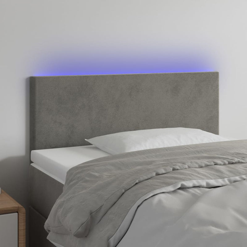 vidaXL világosszürke bársony LED-es fejtámla 80 x 5 x 78/88 cm