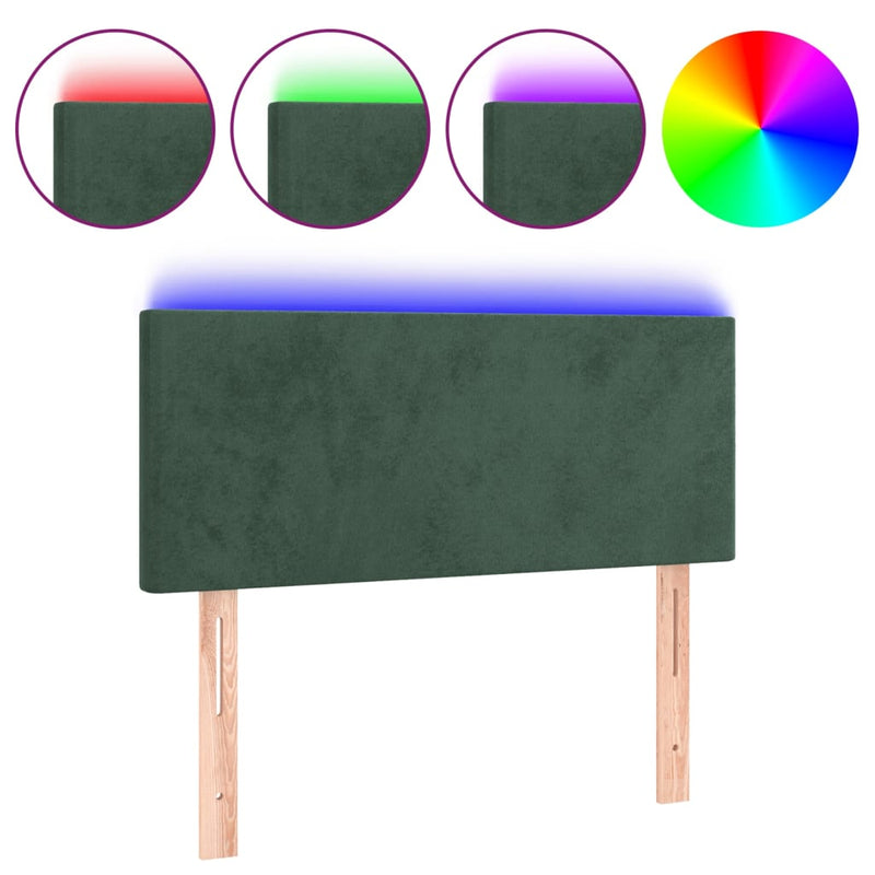 vidaXL sötétzöld bársony LED-es fejtámla 80 x 5 x 78/88 cm