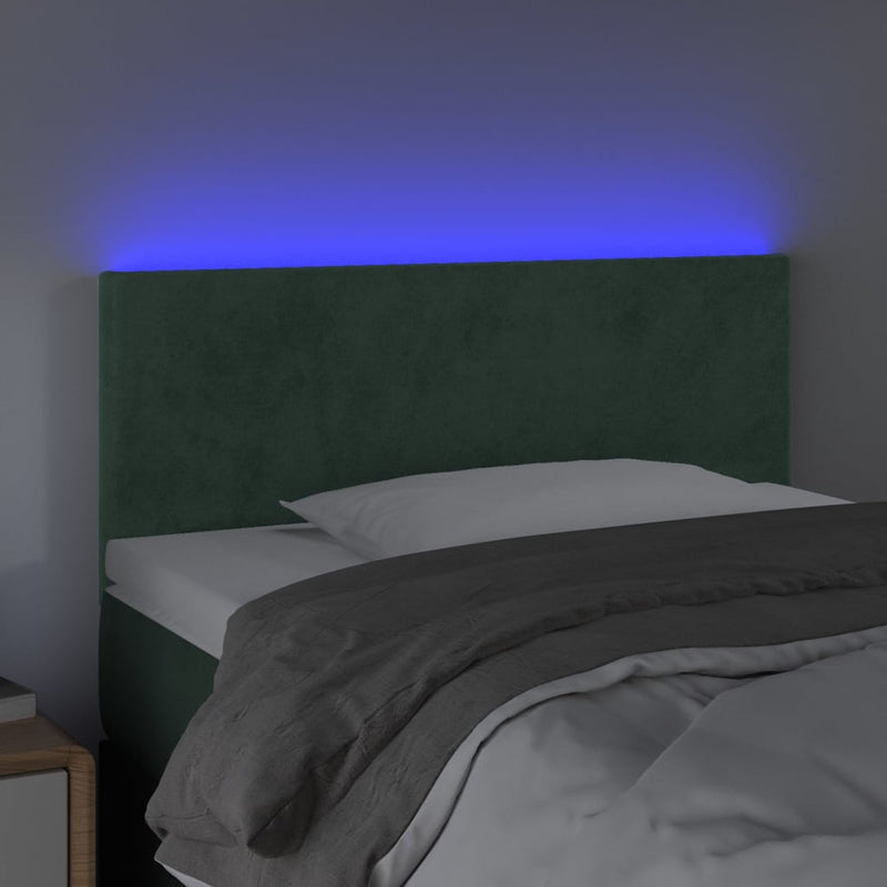 vidaXL sötétzöld bársony LED-es fejtámla 80 x 5 x 78/88 cm