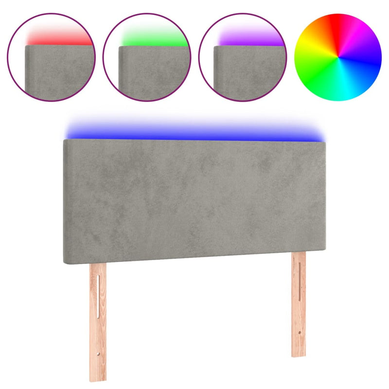 vidaXL világosszürke bársony LED-es fejtámla 90x5x78/88 cm