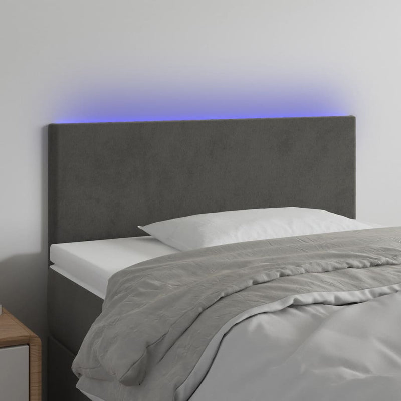 vidaXL sötétszürke bársony LED-es fejtámla 90x5x78/88 cm