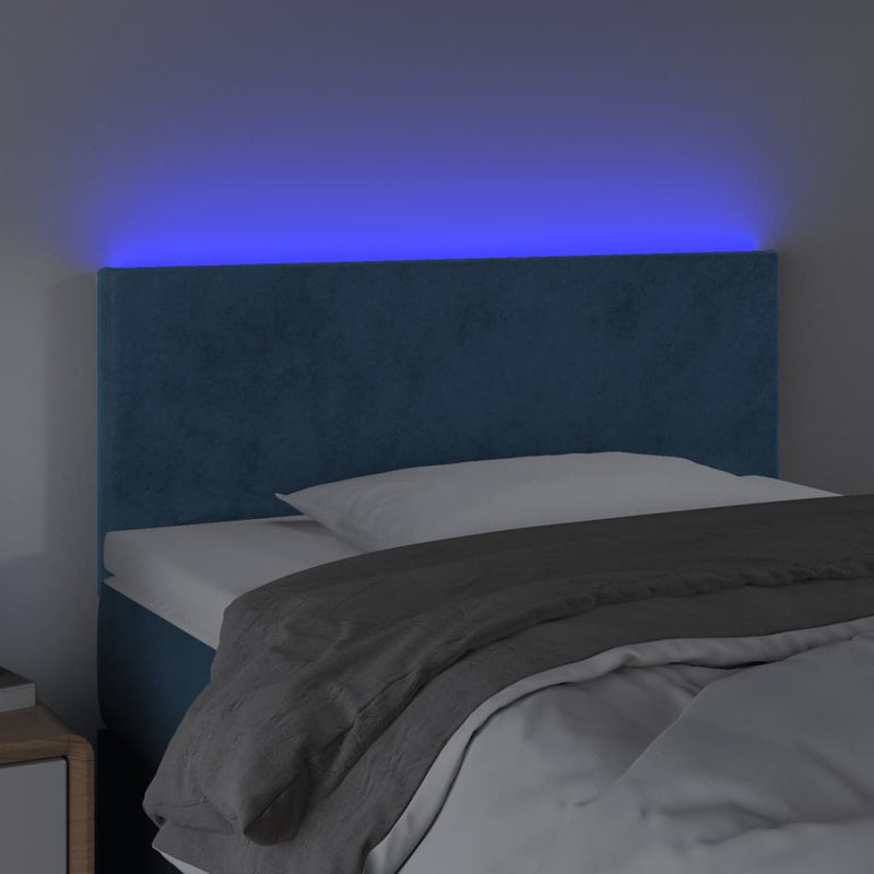 vidaXL sötétkék bársony LED-es fejtámla 90x5x78/88 cm