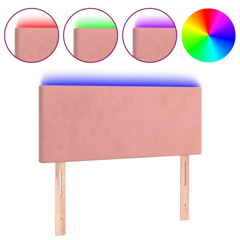 vidaXL rózsaszín bársony LED-es fejtámla 90x5x78/88 cm