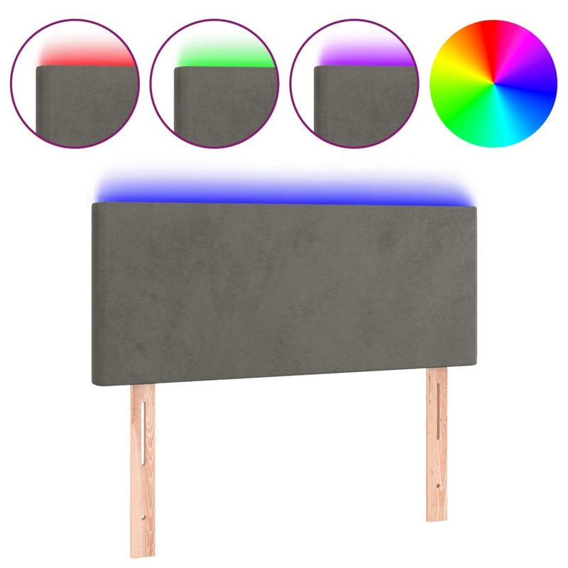 vidaXL sötétszürke bársony LED-es fejtámla 100x5x78/88 cm