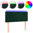 vidaXL sötétzöld bársony LED-es fejtámla 100x5x78/88 cm