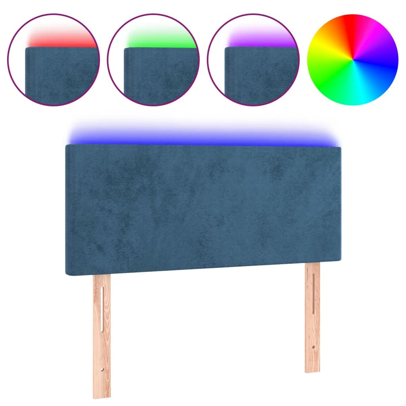 vidaXL sötétkék bársony LED-es fejtámla 100x5x78/88 cm