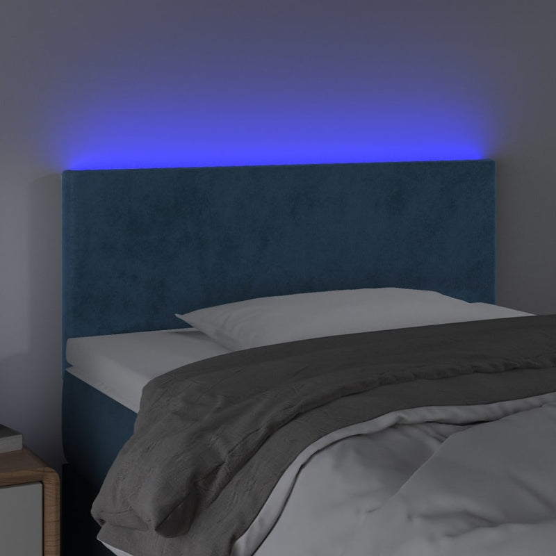 vidaXL sötétkék bársony LED-es fejtámla 100x5x78/88 cm