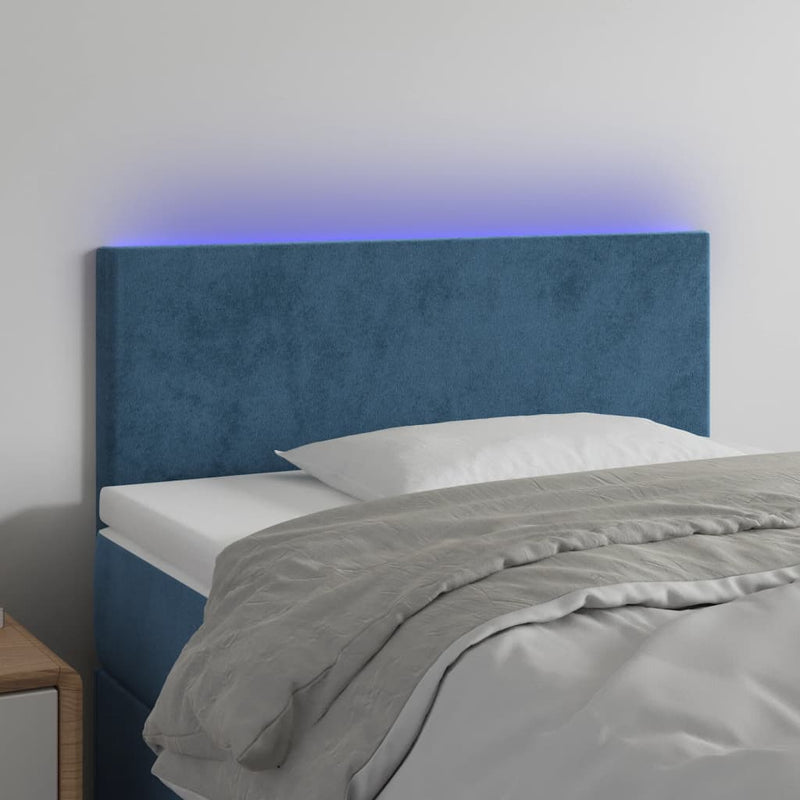 vidaXL sötétkék bársony LED-es fejtámla 100x5x78/88 cm