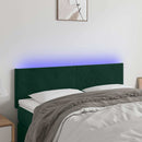 vidaXL sötétzöld bársony LED-es fejtámla 144x5x78/88 cm