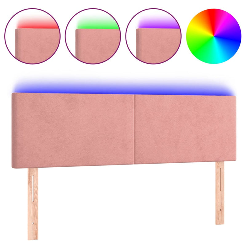 vidaXL rózsaszín bársony LED-es fejtámla 144x5x78/88 cm