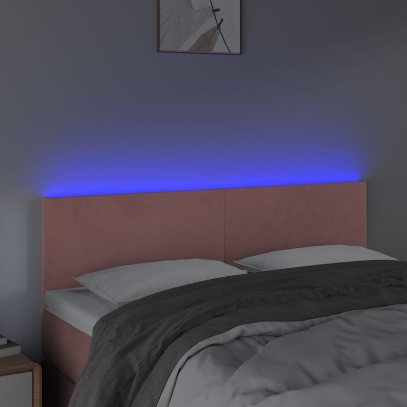 vidaXL rózsaszín bársony LED-es fejtámla 144x5x78/88 cm