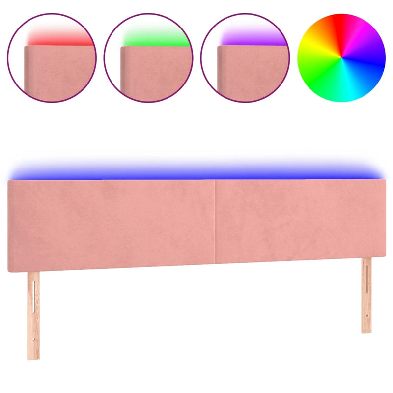 vidaXL rózsaszín bársony LED-es fejtámla 160x5x78/88 cm