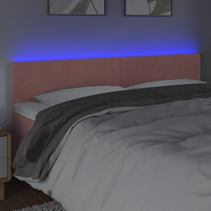 vidaXL rózsaszín bársony LED-es fejtámla 160x5x78/88 cm