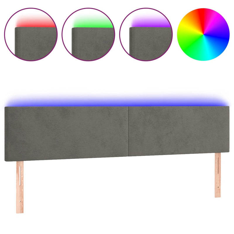 vidaXL sötétszürke bársony LED-es fejtámla 180x5x78/88 cm