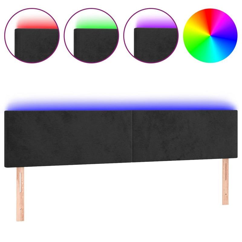 vidaXL fekete bársony LED-es fejtámla 200x5x78/88 cm