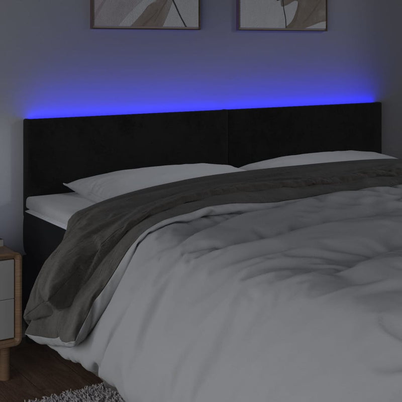 vidaXL fekete bársony LED-es fejtámla 200x5x78/88 cm