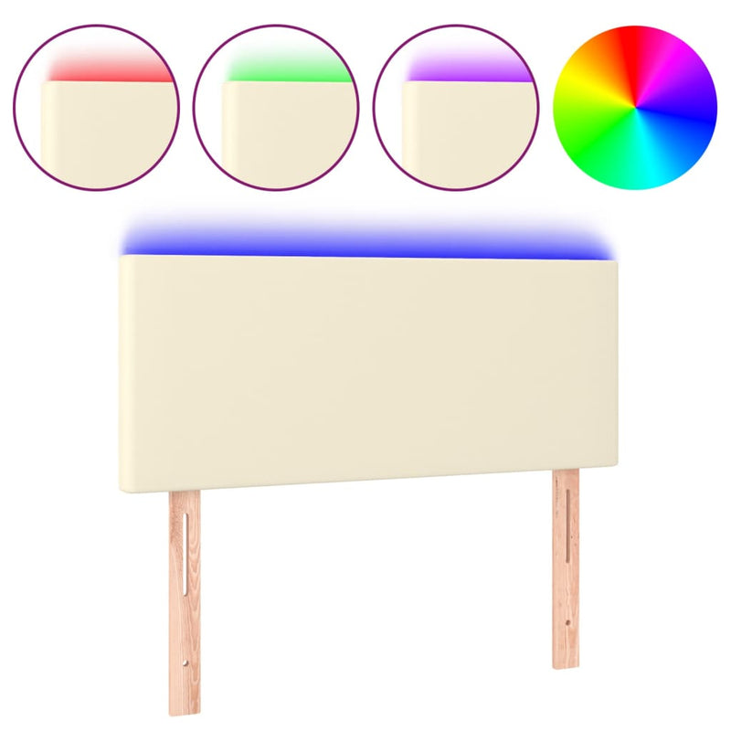 vidaXL krémszínű műbőr LED-es fejtámla 90 x 5 x 78/88 cm